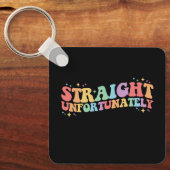 Straight Helaas Groovy LGBTQ Gay Lesbisch Sleutelhanger (Voorkant)