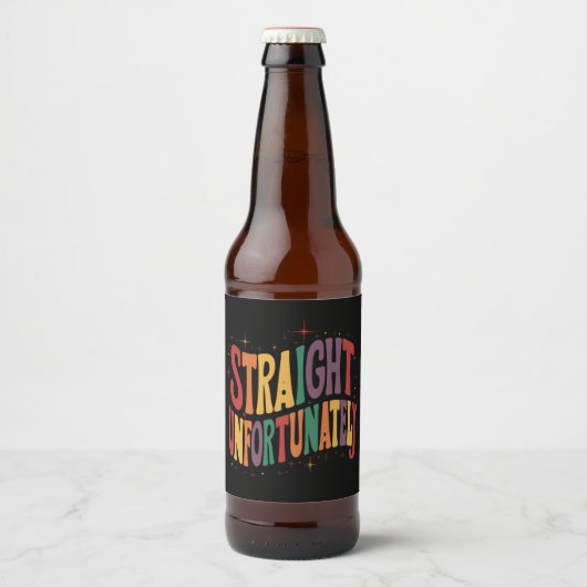 Straight Helaas Groovy LGBTQ Pride Gay Bier Etiket (Voorkant)