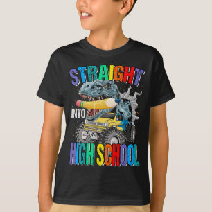 Straight In High School Monster Truck Dinosaur T-shirt