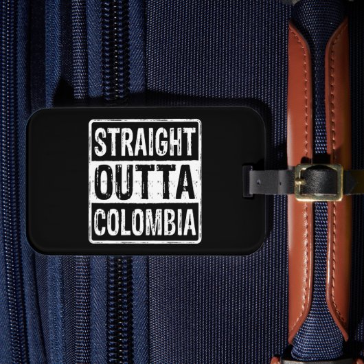 Straight Out Colombia Zwart Wit Bagagelabel (Voorkant Insitu 4)