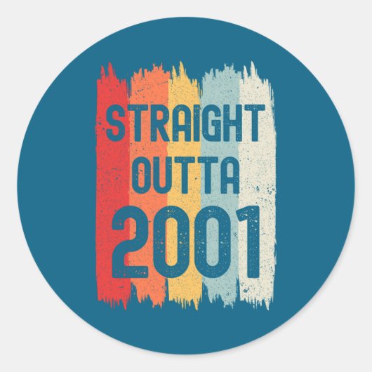 Straight Outta 2001 Funny Retro Birthday Awesome S Ronde Sticker (Voorkant)