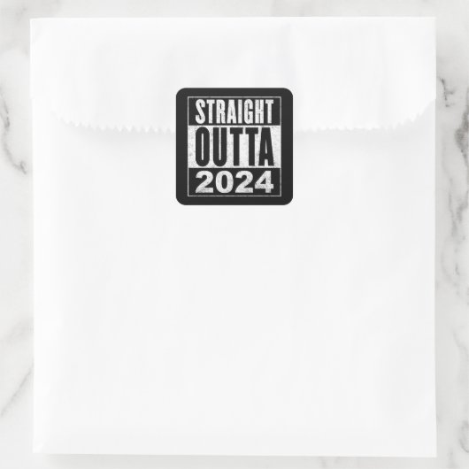 Straight Outta 2024 Vierkante Sticker (Tas)