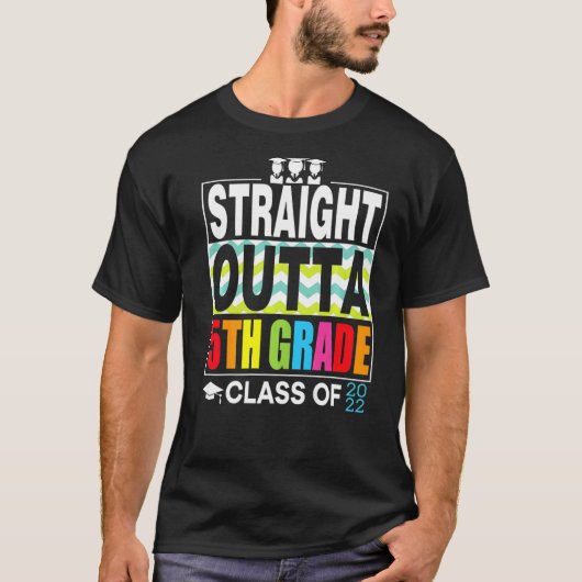 Straight Outta 5e klas Afstuderen Jongens Meisjes  T-shirt (Voorkant)