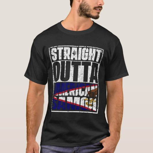 Straight Outta american samoa Flag T-shirt (Voorkant)