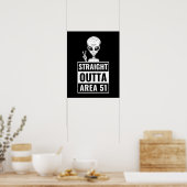 Straight Outta Area 51 Alien Peace Sign-Poster Poster (Keuken)