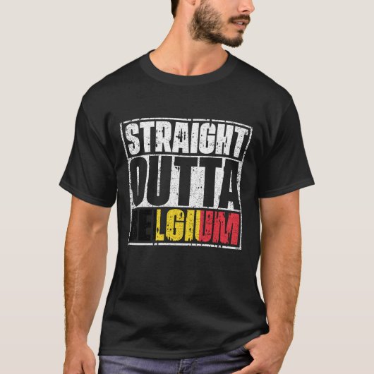 Straight Outta Belgium vlag T-shirt (Voorkant)