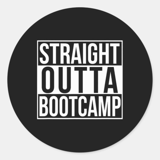 Straight Outta Bootcamp Ronde Sticker (Voorkant)