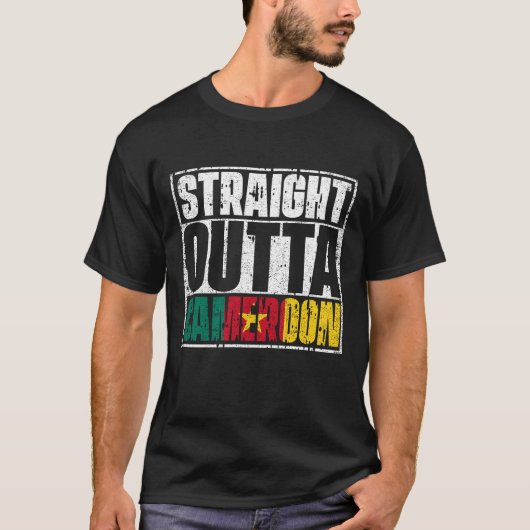 Straight Outta Cameroon Flag T-shirt (Voorkant)