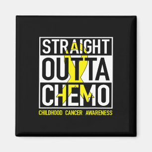 Straight Outta Chemo Gold Ribbon Childhood Cancer Magneet