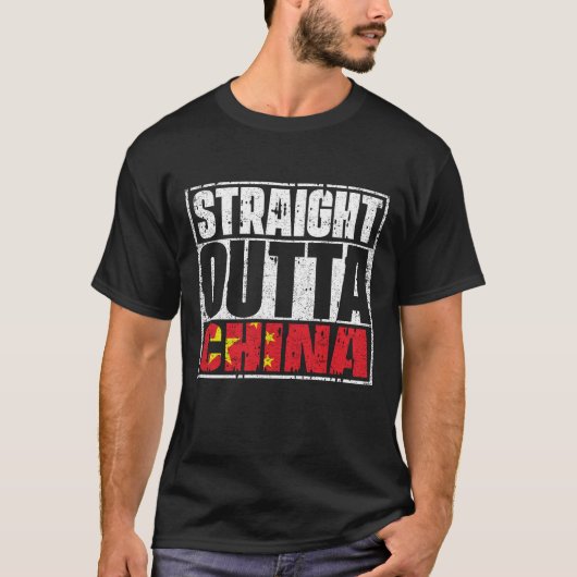 Straight Outta China vlag T-shirt (Voorkant)
