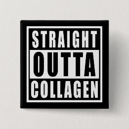 Straight Outta Collageen Vierkante Button 5,1 Cm