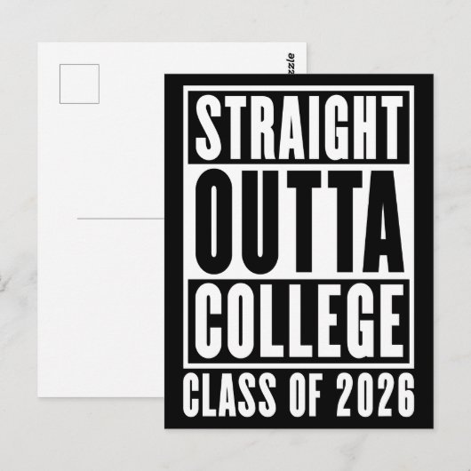 Straight Outta College Class of 2026 Briefkaart (Voorkant / Achterkant)