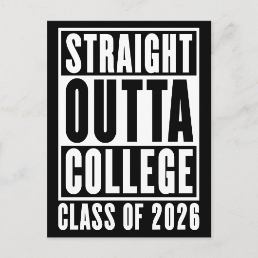 Straight Outta College Class of 2026 Briefkaart (Voorkant)