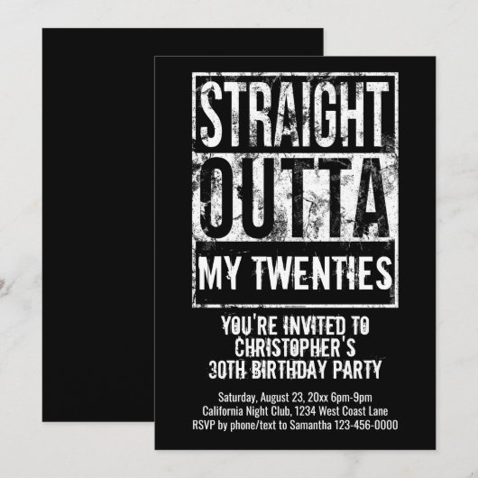 Straight Outta Custom 30e verjaardagsfeestje Kaart (Voorkant / Achterkant)