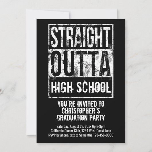 Straight Outta Custom Funny Graduation Party Kaart (Voorkant)