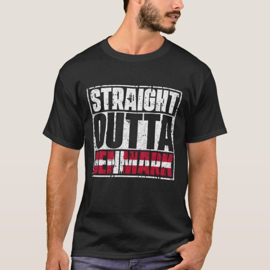 Straight Outta Denmark Flag T-shirt (Voorkant)