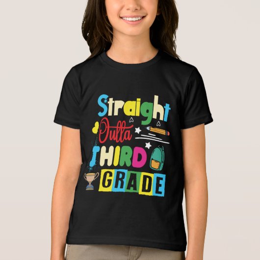 Straight Outta derde graad vierde klasser Tri-Blend Shirt (Voorkant)