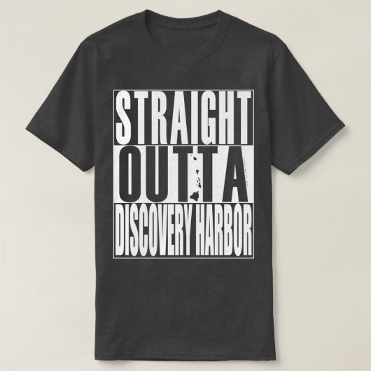 Straight Outta Discovery Harbor Hawaii White Ink B T-shirt (Design voorkant)