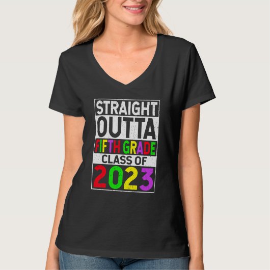 Straight Outta Fifth Grade 2023 Graduation 5th Gra T-shirt (Voorkant)