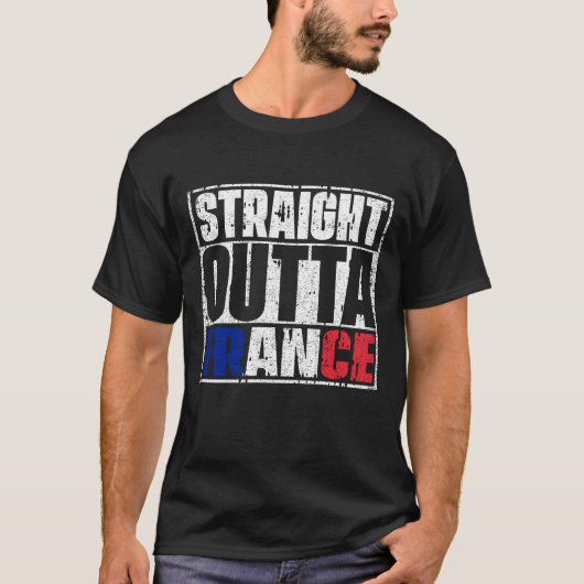 Straight Outta France Flag T-shirt (Voorkant)