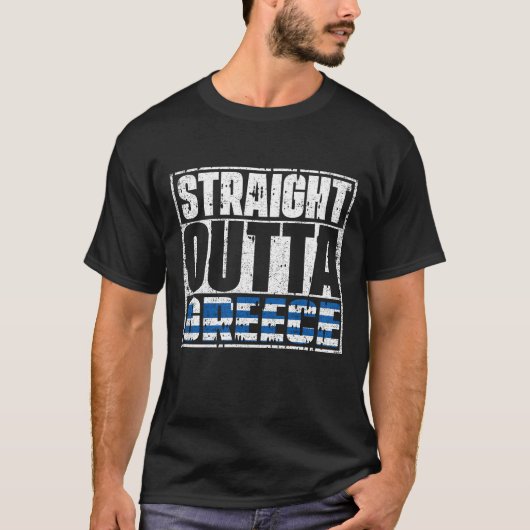 Straight Outta Greece Flag T-shirt (Voorkant)