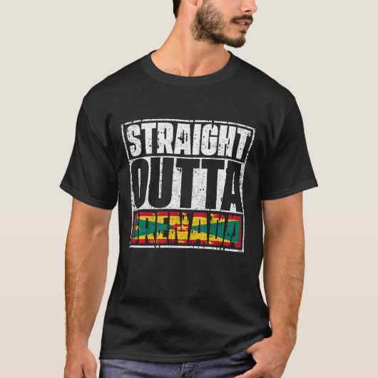 Straight Outta Grenada Flag T-shirt (Voorkant)