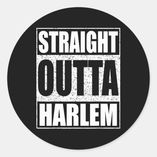 Straight Outta Harlem Ronde Sticker (Voorkant)