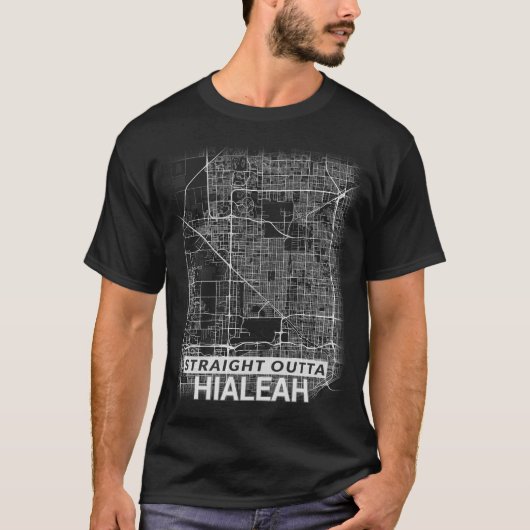 Straight Outta Hialeah city map (GROTE AFDRUKKEN) T-shirt (Voorkant)