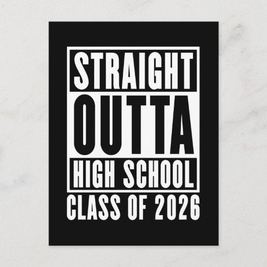 Straight Outta High School Class of 2026 Briefkaart (Voorkant)