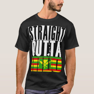 Straight Outta Hilo Hawaii Kanaka Maoli Vlag van H T-shirt