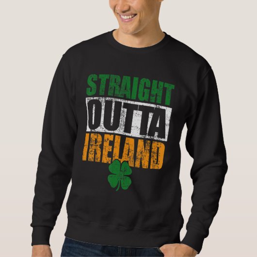 Straight Outta Ireland Retro St. Patrick's Day Gif Trui (Voorkant)