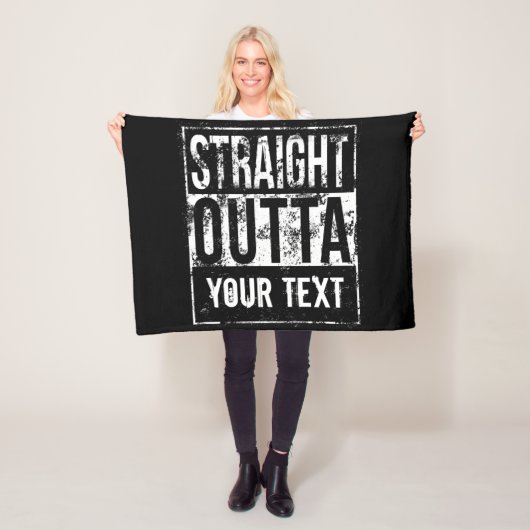 Straight Outta - Jouw tekst  jaren 80 toevoegen Fleece Deken (In situ)