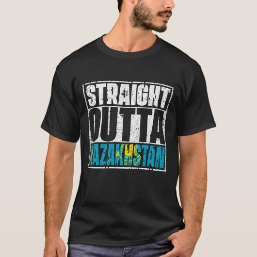 Straight Outta Kazachstan Flag T-shirt (Voorkant)