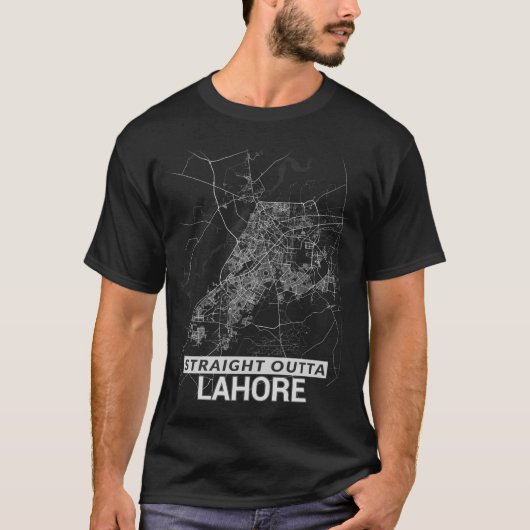Straight Outta Lahore-stadskaart (GROTE AFDRUKKEN) T-shirt (Voorkant)