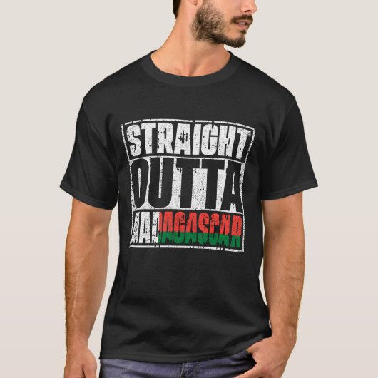 Straight Outta Madagascar Flag T-shirt (Voorkant)