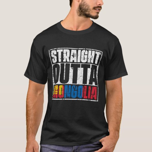 Straight Outta Mongolia Flag T-shirt (Voorkant)