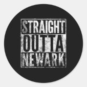 Straight Outta Newark New Jersey Distressed Effect Ronde Sticker (Voorkant)