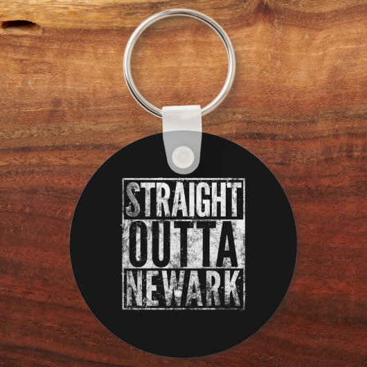 Straight Outta Newark New Jersey Distressed Effect Sleutelhanger (Voorkant)