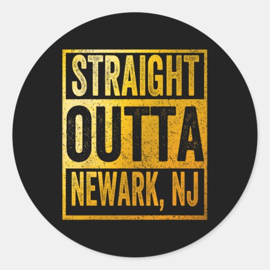 Straight Outta Newark New Jersey  Ronde Sticker (Voorkant)