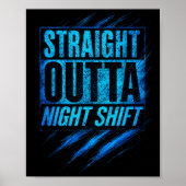 Straight Outta Night Shift - Funny Owl Workers  Poster (Voorkant)