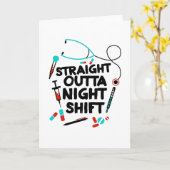 Straight Outta Night Shift Nurse Kaart (Gele Bloem)