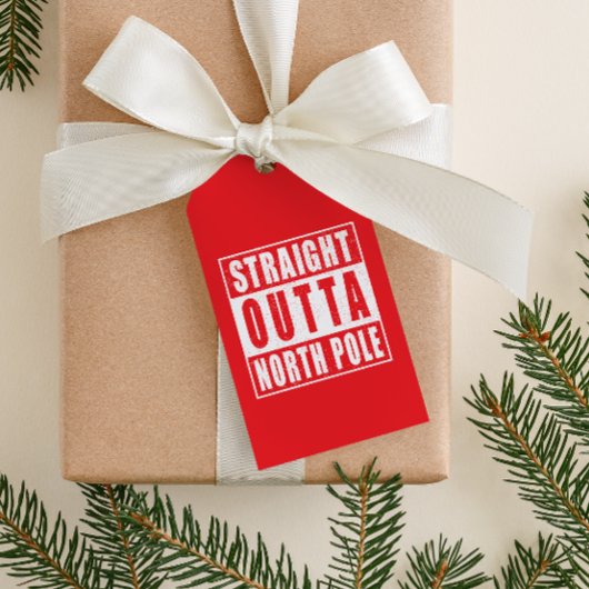 Straight Outta North Pole met kerstfeest Cadeaulabel