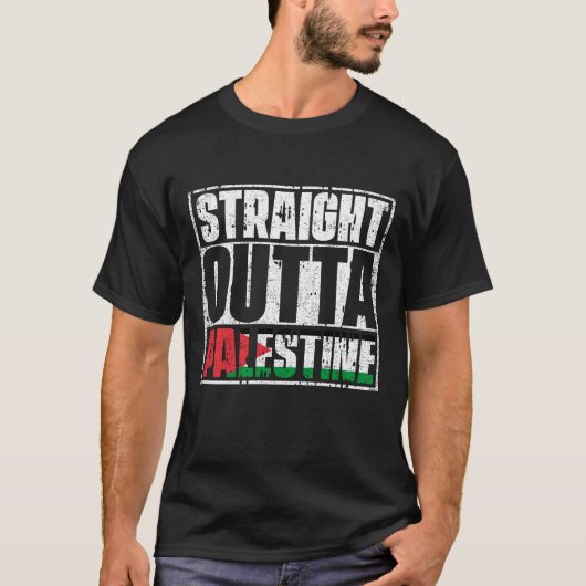 Straight Outta Palestine Flag T-shirt (Voorkant)