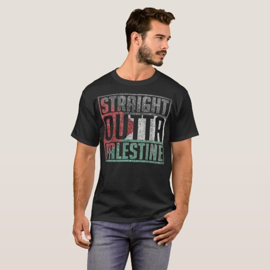 Straight Outta Palestine, Free palestina, Palestin T-shirt (Voorkant volledig)