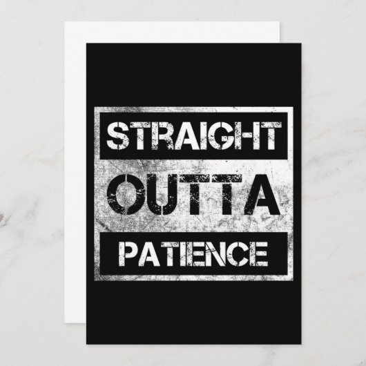 Straight Outta Patience Funny 8 Save The Date (Voorkant / Achterkant)