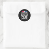 Straight Outta Police Academy Polieman Off Ronde Sticker (Tas)