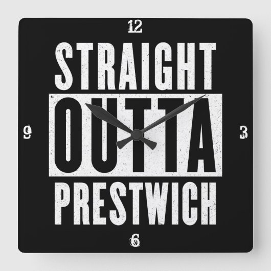 Straight Outta Prestwich Square Wall klok (Voorkant)