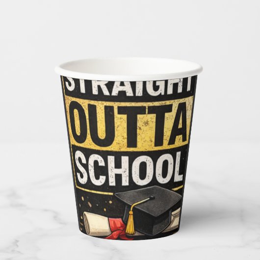 Straight Outta School Graduation cup Papieren Bekers (Voorkant)