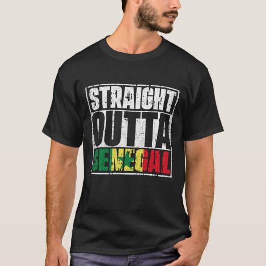 Straight Outta Senegal Flag T-shirt (Voorkant)