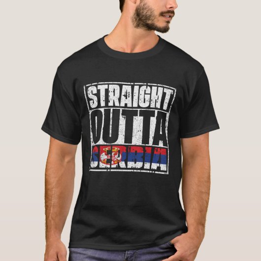 Straight Outta Servië Flag T-shirt (Voorkant)